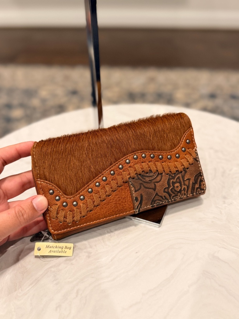 Trinity Ranch Genuine Cowhide Wallet Brown NWT